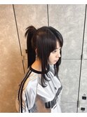 ロングプルエクステヘアアレンジ用長さだし黒髪レイヤー