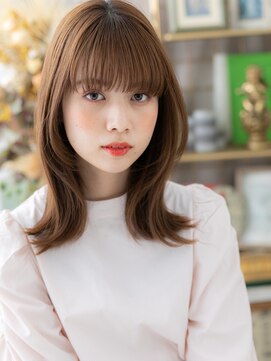 カバーヘア イヴ 戸頭店(COVER HAIR EVE) 外ハネレイヤーミディアム韓国風アースカラーc5戸頭20代30代40代