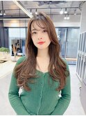 フェイスレイヤー/小顔/ロングヘア/韓国ヘア/シースルーバング