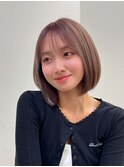 【長谷川】ピンクベージュボブ
