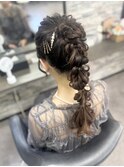 結婚式の参列に♪♪編みおろしポニー＊°*