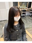 レイヤーカット×オリーブベージュ