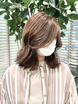 ステアケース 武蔵小杉店(stair:case) 脱白髪染めハイライト外ハネミディアム20代30代40代
