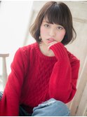 mod's姪浜/斜めバングフレッシュくせ毛風ラフワンカールボブg