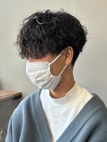 エルマーク(L-MARK) スパイラルパーマツイストパーマアップバング短髪メッシュ