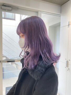 ガリカ シーム(Gallica/SEAM) 【川辺晴加】派手髪パープルxセミロングレイヤー/顔周りレイヤー