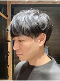 爽やかメンズ束感ツーブロックマッシュナチュラル黒髪