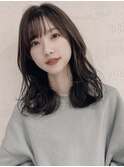 ミディアム/黒髪/小顔/アッシュ/グレージュアッシュ