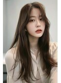 ロング/ブラウン/センター分け/似合わせ/【lana hair新宿】