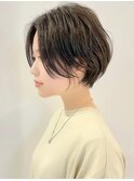 【30代/40代/50代】無造作ショート/グレージュ/前髪なし/小顔