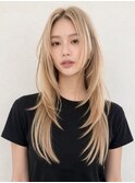 くびれフェイスフレーミングミディアムウルフピンクグレージュ