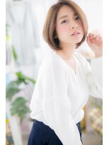 伸ばしかけにも◎暖色系カラー大人ショートボブa1