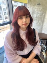 ガルボ ヘアー(garbo hair) ハイトーンレッドカラー暖色カラー10代20代