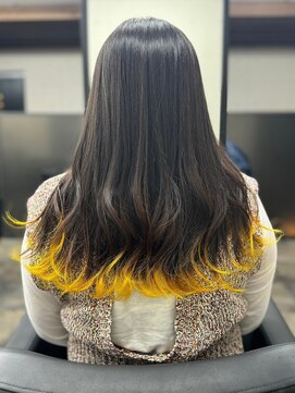 スターズ 川越店(STARS) 裾カラー　ひまわりイエロー　ブリーチ　ハイトーン　艶髪　艶感