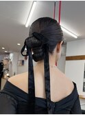 リボンヘアアレンジ