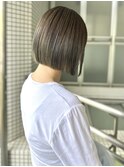 【loje】オリーブグレージュ/ニュアンスデザインカラー/ミニボブ