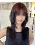 bロングレイヤーカットウルフカットハッシュカットルーツカラー
