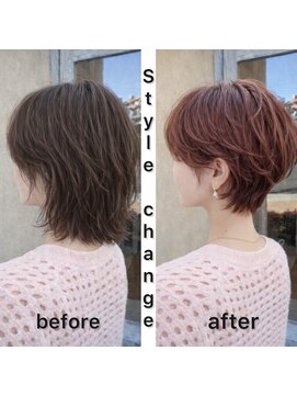 エイミーバイアフロート(amie by afloat) ミディアムから一気に垢抜け。大人のショートチェンジ
