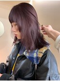 ブリーチなしぱつっとボブ春カラーラベンダーピンクボルドー