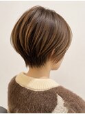 360°美シルエット丸みショート｜ショートボブ｜ミルクティー