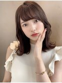 大人かわいいピンクブラウンの外ハネボブ＃吉祥寺