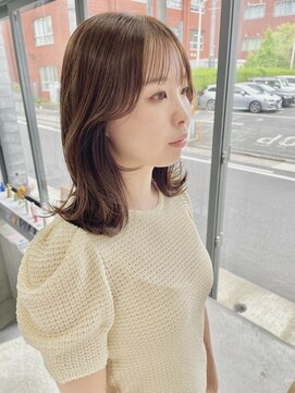 ヘアー アイス 御器所本店(HAIR ICI) 20代30代40代ブリーチなしオリーブグレージュくびれミディ