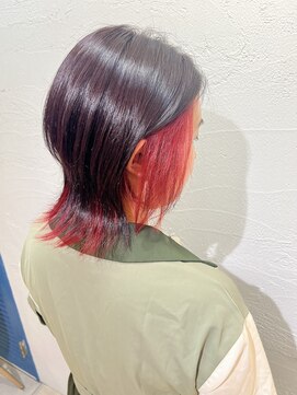 アジールヘア 池袋東口店(agir hair) ヘルシースタイルベビーピンクインナーカラー　池袋池袋東口