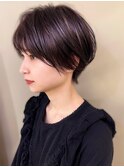 20代30代小顔ひし形黒髪デジタルパーマショートカットレイヤー