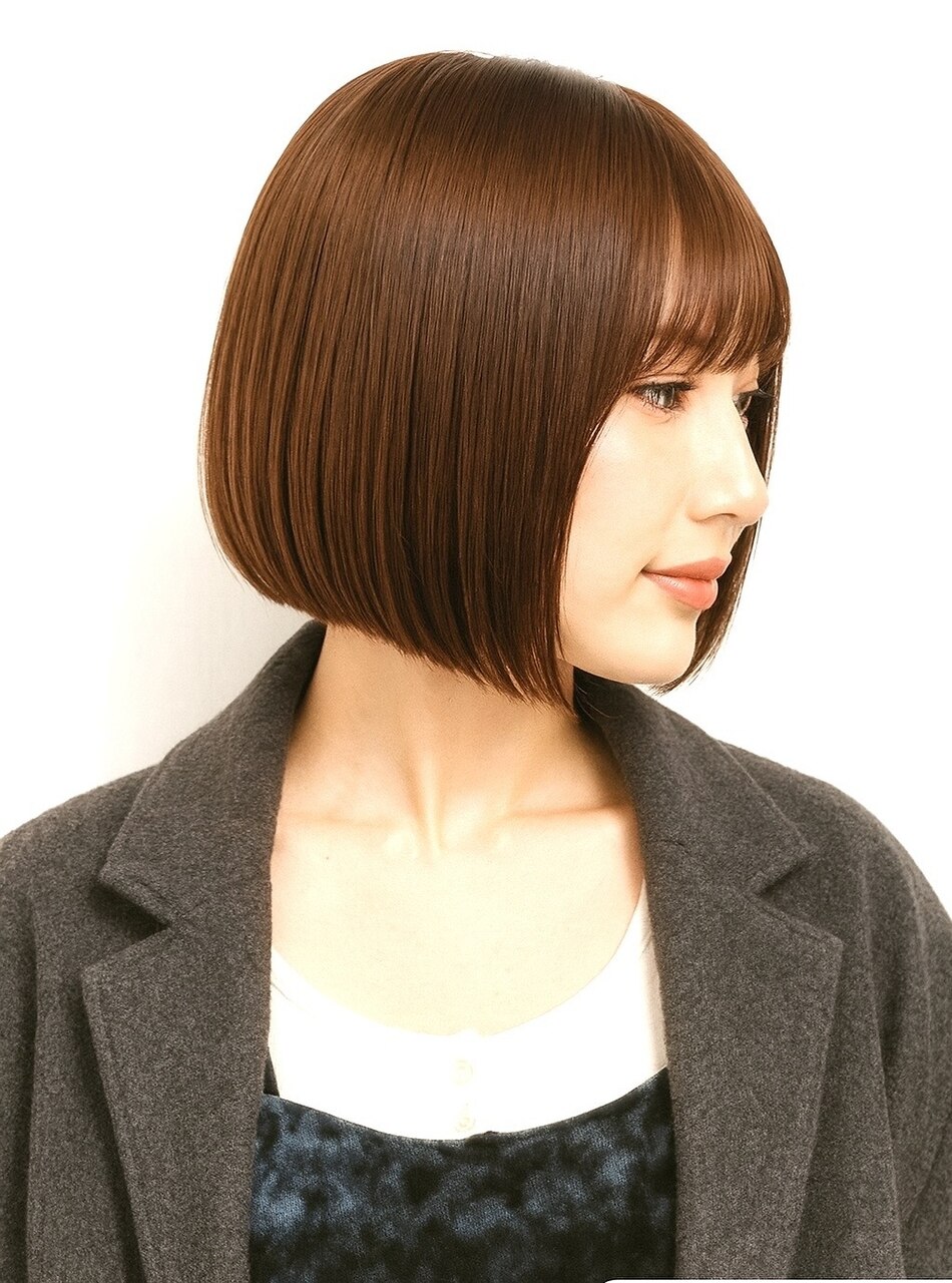 【乾燥・広がり対策】小顔補整カット＋艶カラー＋フラッシュTr