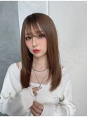 美髪レイヤーカット/顔まわりレイヤー/ストレートロングレイヤー