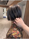 ミルクティーブロンド/ダークブルー/デジタルパーマ/本厚木
