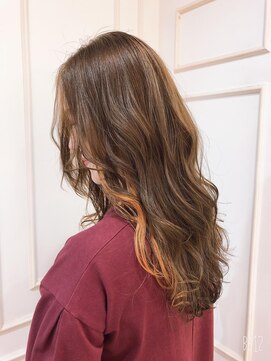 クロップ エス 湘南辻堂(crop es) [cropes辻堂 斉藤]インナーカラー×オレンジベージュ