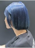 Aラインボブ×ビビッドブルーカラー×サマーカット