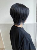 ショートウルフ/ブルー ダークブルー ネイビーカラー
