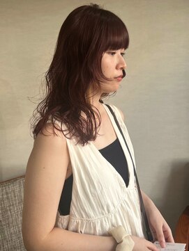 トナリ(tonari) オレンジベージュ ゆる巻きセミロング レイヤー【鹿児島中央】