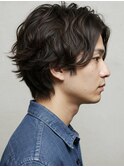フェザーパーマ/グレーブルーカラー/刈り上げショートパンク