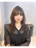 ミニウルフチェリーブラウンホワイトグレージュフェザーパーマ