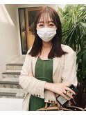 ロングボブ　シースルーバング　ベージュ　　［表参道.南青山]