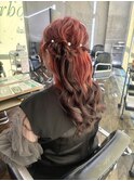 お呼ばれヘア 10代 20代 ルーツカラー ハーフアップ 結婚式ヘア