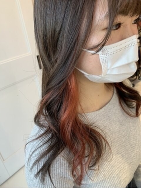 黒髪×アプリコットオレンジイヤリングカラー