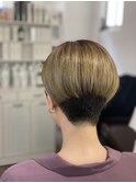 大人可愛いビビッドカラーショコラベージュ白髪ぼかし脱白髪染め