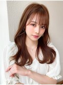 大人かわいい小顔セミロングレイヤーカットAライン うぶバング
