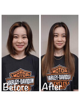 エクステ美容室 セクション 横浜石川町(SECTION) 伸ばしかけのボブにエクステ