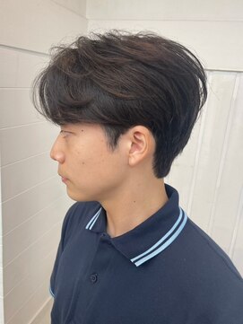 ナンバー アンフィール 渋谷(N° anfeel) メンズカットハイライトマッシュパーマウルフアッシュブラック