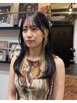 グッドフェローズ キタホリエ(GoodFellas kitahorie) 黒髪に映えるハイトーンインナーカラーレイヤーブリーチ艶感