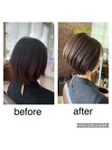 ベージュ×ハンサムショート