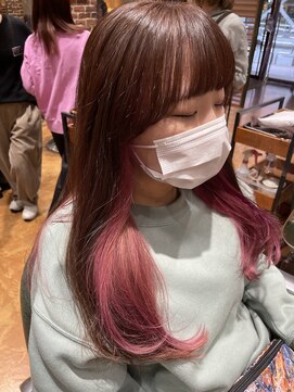 チップタップ 町田店(tip top) チョコレートカラーとピンクのインナーカラー