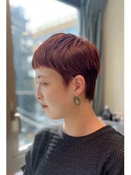 ロンド パルティール 大宮(Lond partir) 斜めバング黒髪グレーベージュアッシュブラックボルドーショート