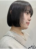 丸くない切りっぱなしボブ 岐阜美容室