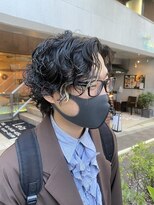 メンズパーマ/センターパート